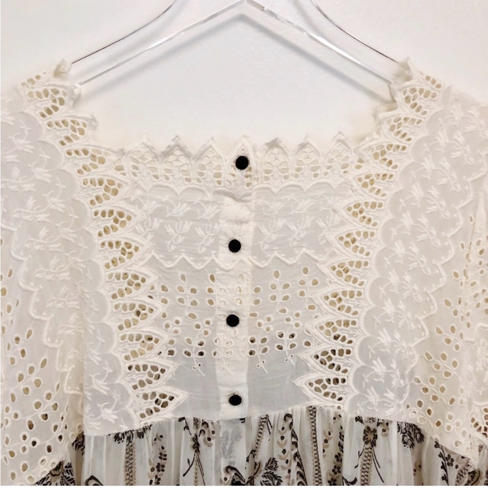 Anthropologie | Floreat Lace Chiffon Floral Blouse